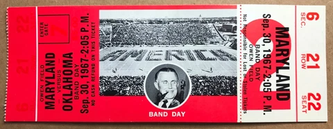 Oklahoma Sooners College Football 1967 Game Ticket Owen Field George Lynn Cross Cover