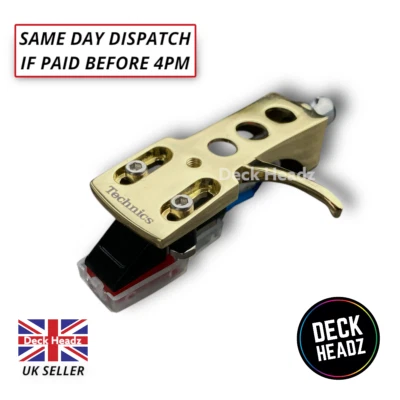 Gold Headshell w/ Moving Magnet Cartridge Diamond Stylus & Technics Logo - Image 1 of 4