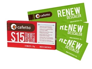 Cafetto S15 Tabs 8 pcs & 3 RENEW Descaler 25gm Coffee Machine Cleaning BREVILLE - Picture 1 of 4