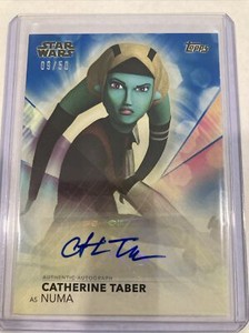 2020 Topps Women of Star Wars CATHERINE TABER as NUMA Auto Blue 09/50 Card