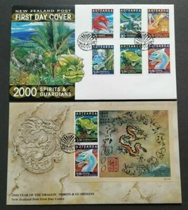 2000 New Zealand Zodiac Lunar Year Dragon Spirit Guardian Stamps & MS FDC(pair) - Picture 1 of 5