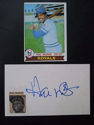 Hal McRae, автограф на 3 «x 5» индекс карты, с бейсбольной карточкой, поле - Изображение 1 из 2