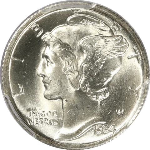 1934 Mercury Dime 10c, PCGS MS66 FB Cover
