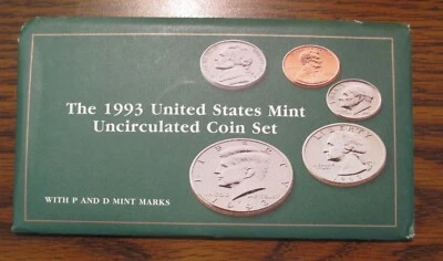 1993 US Mint Set P&D in original envelope (10 Coins) Nice luster - Image 1 of 3