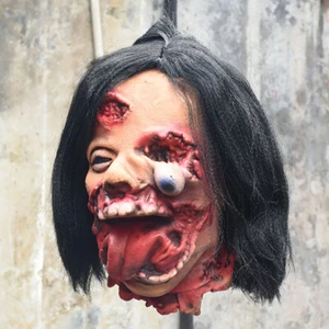 Hanging Human Head Halloween Animated Props Scary Party Decor Latex Ghost - Picture 1 of 4