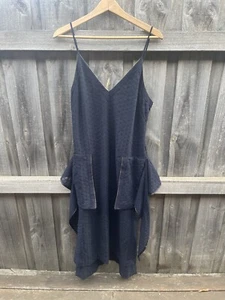 SASS & BIDE Size 12 Rhythm Dancer Navy Blue Embroided Midi Dress - Picture 1 of 6