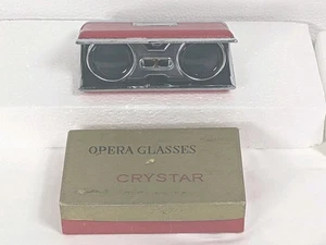 Crystar Opera Binoculars Made in Japan Red & Chrome Adjustable Original Box MCM  - Picture 1 of 6