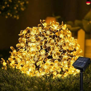 Solar Lichterkette Außen, XRR 7 M 50LED Solar Kirschblüte Außen Garten 8 Modi Bl - Bild 1 von 6