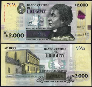 URUGUAY 🇺🇾 P99* 2000 PESOS URUGUAYOS* SERIE "B"* ND 2015* AUNC* USA VERKÄUFER - Bild 1 von 1