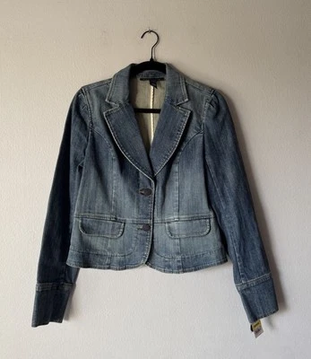 Chaqueta vaquera vintage inc International Concepts talla mediana Y2K dos botones Foto 1 de 4