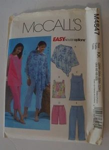 McCalls 4847 Misses Poncho Capris Top Shorts Sizes 26W-32W Sewing Pattern - Picture 1 of 2