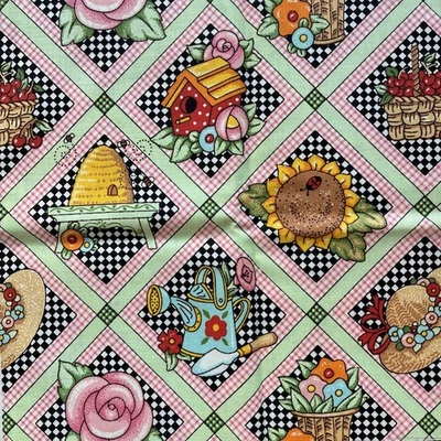 VTG Mary Engelbreit At Home Fabric Cranston Print Works 1994 9"x44" ME INK - Image 1 of 4