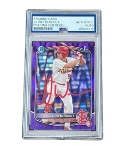 JJ Wetherholt Signed Card 1st Bowman Chrome Purple /250 Auto PSA - Picture 1 of 2