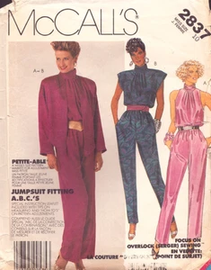 McCall's 2837 Miss/Petite-Able- Unlined Jacket and Jumpsuit w/2 Leg Widths- 10 - Picture 1 of 5