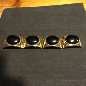 Gold Plated Black Bracelet Marked Paris - Picture 1 of 4