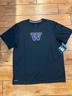 NIKE WSU WASHINGTON HUSKIES FOOTBALL DRI FIT T-SHIRT BLACK XL NWT - Image 1 of 4