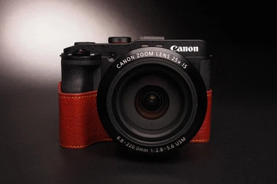 Genuine real Leather Half Camera Case bag cover for Canon G3X G3 X Brown Color - Image 1 of 4