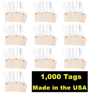 1000- 3 3/4" x 1 7/8" Size 3 Manila Inventory Shipping Hang Tags with Wire 13 Pt - Picture 1 of 8