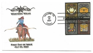 2021 Plate block of 4, Western Wear #1 of 5, Frist Day of Issue. - Picture 1 of 2