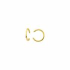  14K Solid Gold High Polished Plain Ear Cuff Earrings - Minimalist Yellow /White