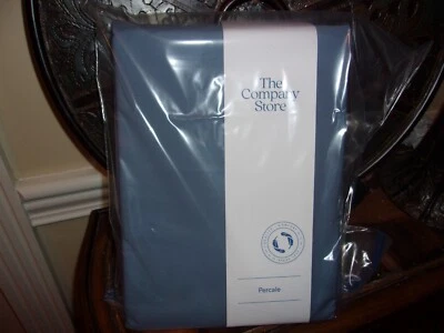 New The Company Store Slate Blue Cotton Percale Solid Queen Flat Sheet - Image 1 of 2
