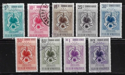 Venezuela: 1951; Amazonas, Scott C500-C508, escudo de armas, orquídeas, usado, EBAM078 Foto 1 de 2