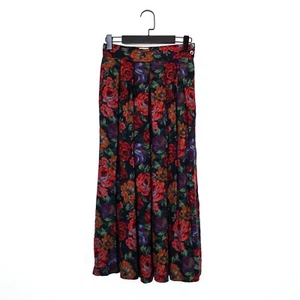 Jones New York Red Green Black Floral Pleated High Rise Midi Skirt - Size 8 - Picture 1 of 19