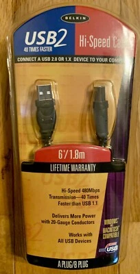 Belkin USB2 High-Speed 2.0 Device Cable 6' USB Type A-to-B Male Printer/Scanner - Image 1 of 2