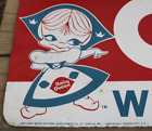 GRAPHIC ~dated 1962 DAIRY QUEEN GIRL Old 28 x 10 inch Double Sided Tin Sign