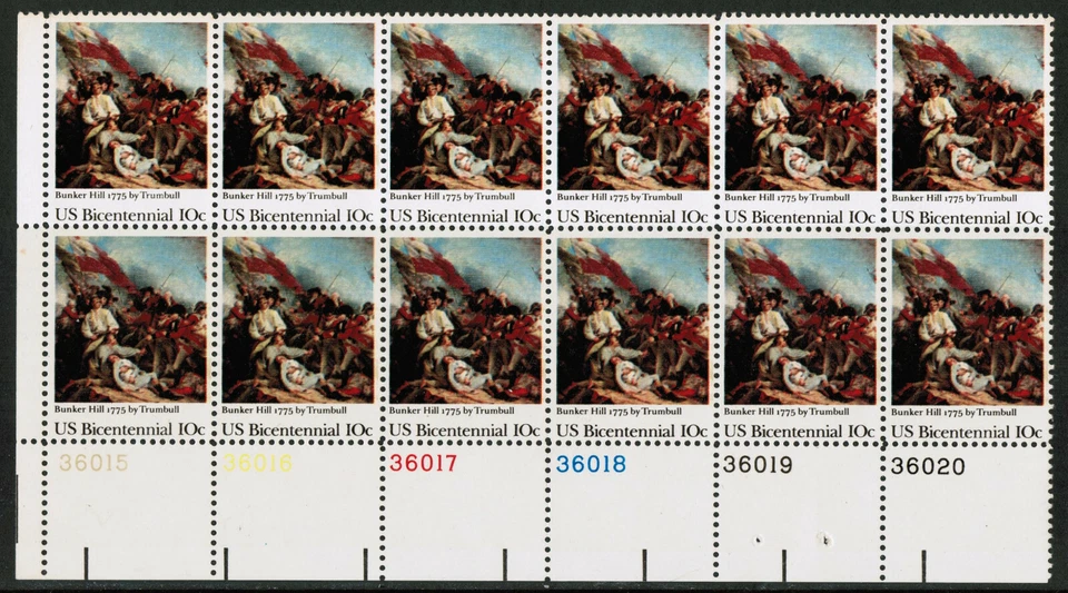 US USA Sc# 1564 MNH FVF PL# BLOCK Battle Bunker Hill Art John Trumbull - Image 1 of 1