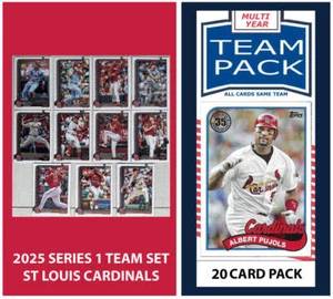 2024 Baseball Team Pack Cardinals 20 Card Pack Pujols + 2025 Topps Series 1 Team - Picture 1 of 4