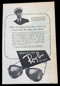 Bausch und Lomb Ray Ban Sonnenbrille Vintage Printwerbung 40er Pilotenbrille - Bild 1 von 6