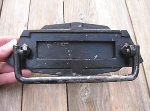 Old Rare Metal Art Deco Letter Box Plate / Door Mail Slot Mailbox with Knocker