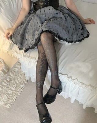 Lolita Japanese Black Pantyhose Stockings Cosplay Punk Gothic Kawaii Socks Women - Image 1 of 3