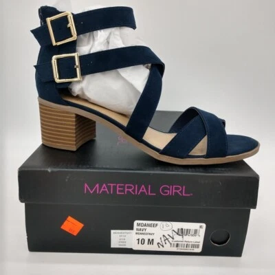 Sandalia Material Niña Cruzada Talla 10 Azul Tirantes Tacón Bloque Doble Hebilla Foto 1 de 4