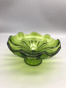LE Smith Simplicity Line Green 9 Point Pedestal Dish Compote 1958-1976 Vintage - Picture 1 of 3