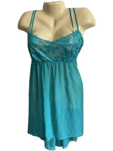 NEW Cacique Babydoll Chemise Aqua Blue Lace Wire Free Sz 14/16 - Picture 1 of 5