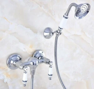 Grifo de ducha cromado de dos asas de cerámica con juego de ducha de mano Zna785 - Imagen 1 de 7
