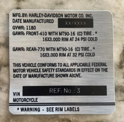 Рамка ID ярлык УФ сопротивление винил Harley VIN # напечатанная деталь Shovelhead fx fl FXR - Изображение 1 из 3