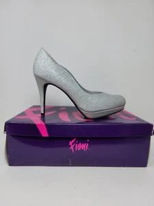 Fioni Womens 7.5 W Wide Silver Glitter Party High Heel Pumps Shoes - Picture 1 of 9