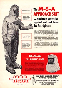 MSA Approach Suit Fire Fighters Mine Safety Appliances Co. Vintage Print Ad 1957 - Picture 1 of 4