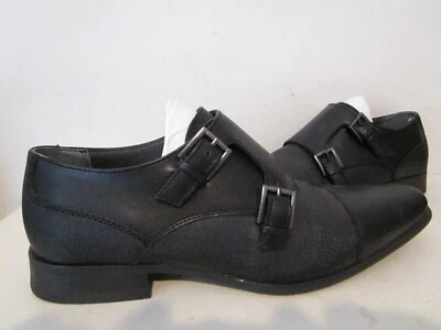 Calvin Klein 男式 Bancroft 双僧侣正装鞋黑色 8 码 — 第 1/4 张图片