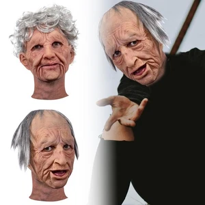 Conjunto de pelucas de hombre viejo/viejo rostro realista de anciano con cabello para disfraces de Halloween - Imagen 1 de 15