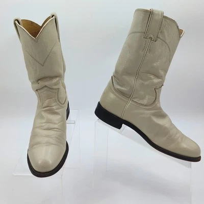 Botas de Vaquero Justin de Colección para Mujer 6.5 C Cuero Crema Roper Años 80 EE. UU. Western Foto 1 de 4