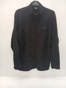 Reebok  XL Full Zip Black Fleece Long Sleeve Front Pockets Logo P2P 24" Lgth 30" - Picture 1 of 15
