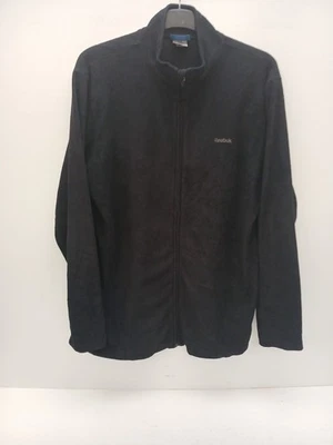 Reebok  XL Full Zip Black Fleece Long Sleeve Front Pockets Logo P2P 24" Lgth 30" - Image 1 of 4