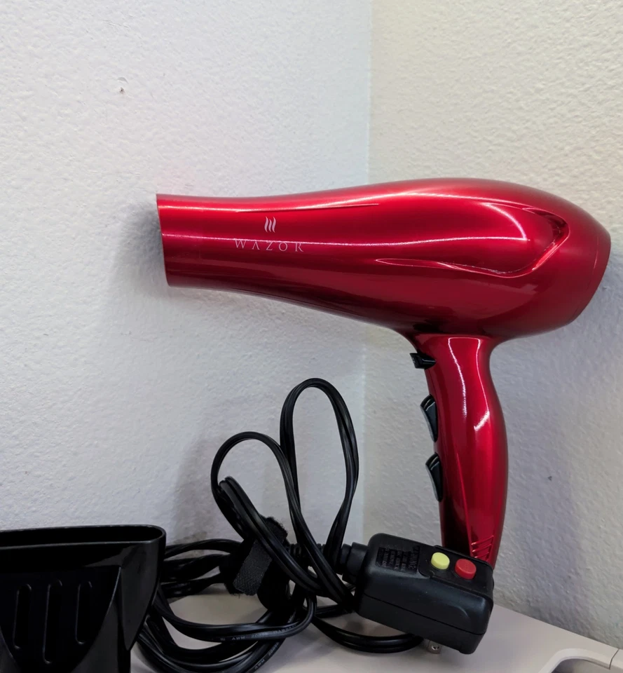 Secador de pelo iónico profesional Wazor 1875 W CA ~ 2 velocidades y 3 ajustes de calor ~ rojo Foto 1 de 2