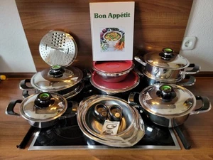 AMC Topf und Schüsselset Deckel mit Visiotherm u. Audiotherm  19 teilig Kochbuch - Bild 1 von 17
