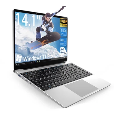14.1In Windows 11 Pro Laptop, 8GB DDR4, 512GB SSD Computer, Intel Celeron, 1920X - Image 1 of 4
