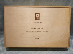 Caja de vino Alpha Omega AO Napa Valley Cabernet caja de bodega de madera vacía 2014 - Imagen 1 de 10